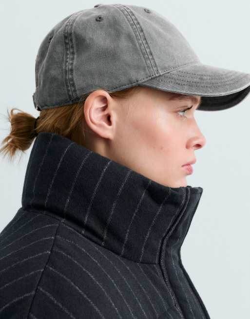 OYSHO Primaloft® vadderad jacka med kritstreck i ull i mörk havsblå, 3 av 5