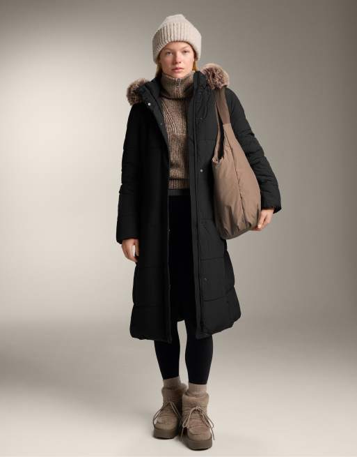 OYSHO Primaloft® waterrepellent long padded jacket in black, 4 of 4