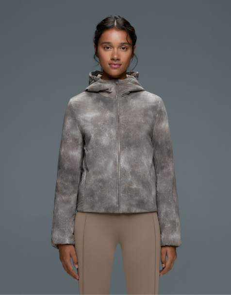 OYSHO Printed boxy fellex® volcanic technical padded jacket in grey - view 1