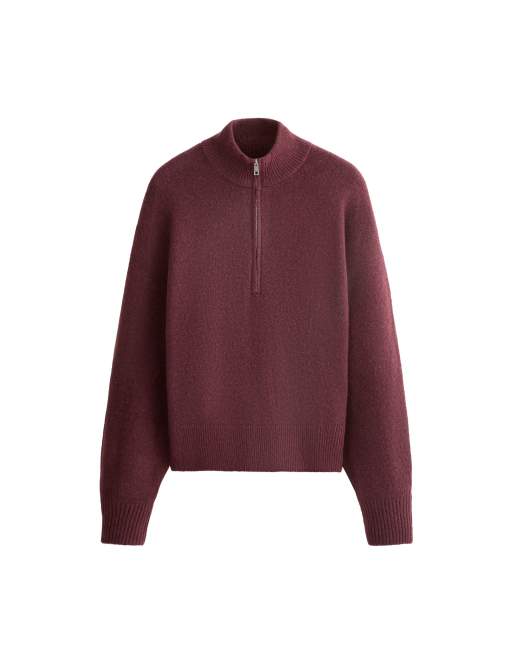OYSHO pull à col montant avec demi-zip bordeaux, 5 de 5