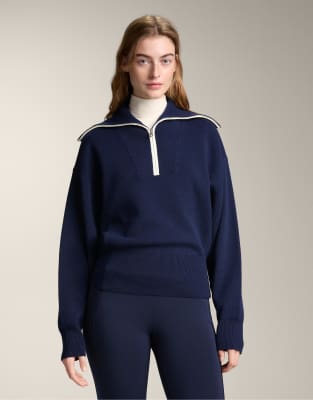 OYSHO - Pull avec col montant zippé - Bleu marine