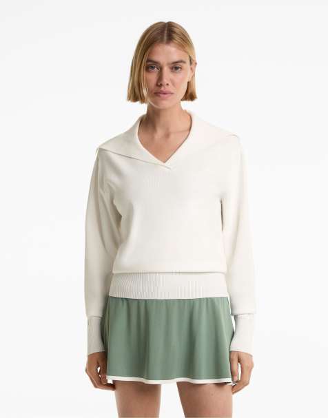 OYSHO - Pull avec col polo - Blanc cassé - view 1