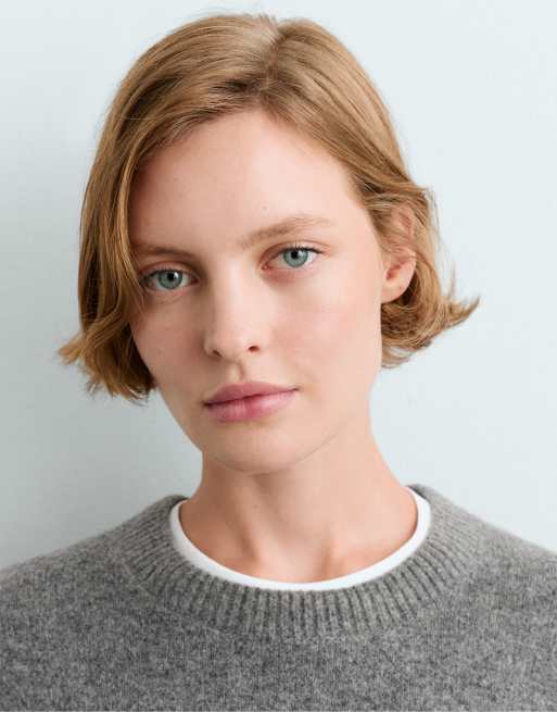 OYSHO pull en maille à col rond gris, 3 de 5