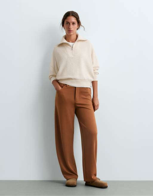 OYSHO pull en maille ajourée en mélange de coton écru clair, 2 de 6