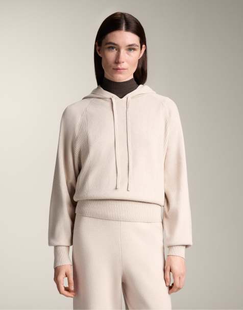 OYSHO - Pull en maille côtelée avec capuche à cordons de serrage et taille ajustée - Gris - view 1