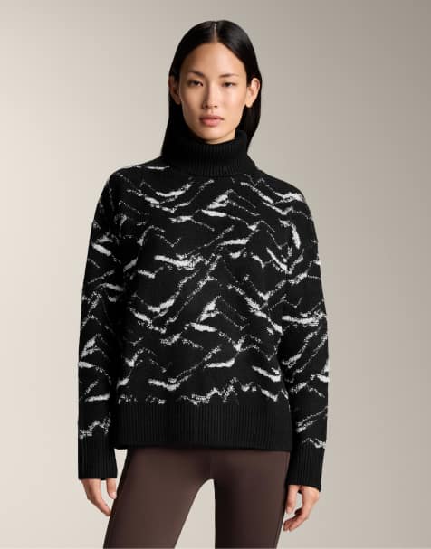 Oysho - Pull en maille imprimé montagnes - Noir - view 1