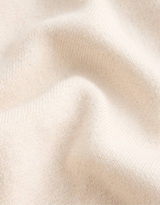 OYSHO pull en maille mi-zip en mélange de coton ivoire écru, 6 de 6