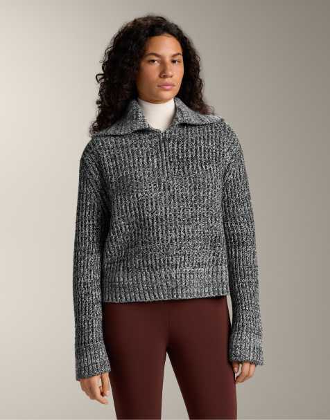 OYSHO - Pull en maille torsadée à col zippé - Noir - view 1