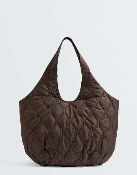OYSHO Quilted shopper bag in brown - view 1