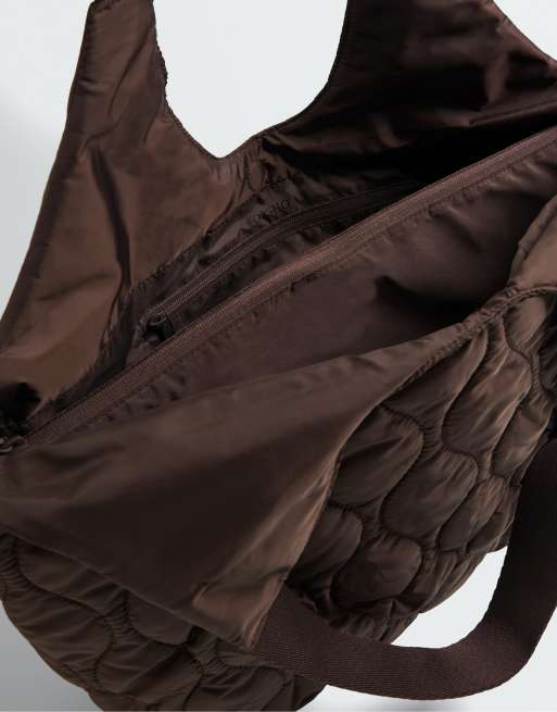 OYSHO Quilted shopper bag in brown, 3 of 5