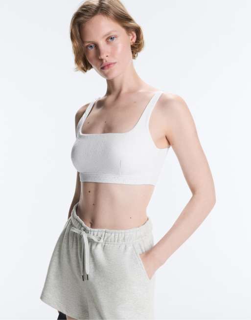 OYSHO - Råhvid sports-BH med medium støtte og broderi, 3 af 4