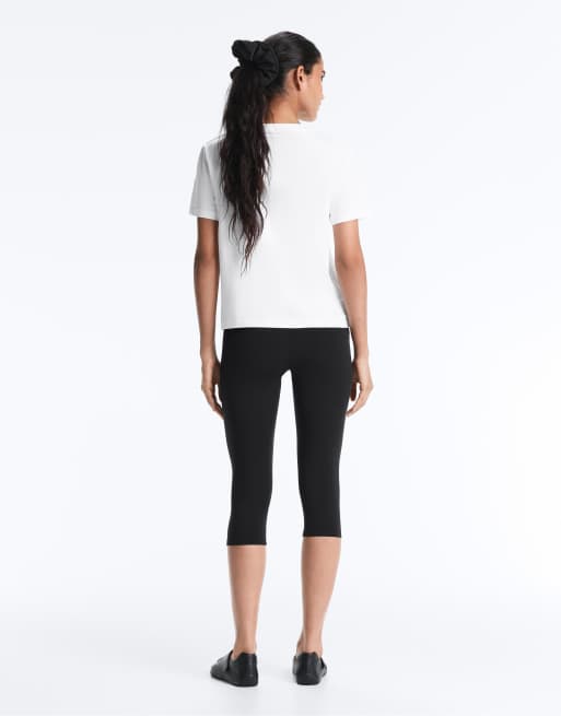 OYSHO - Råhvid T-shirt i bomuldsblanding med regular fit-pasform, 4 af 4