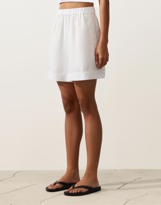 OYSHO - Råhvide shorts i 100% hør, 2 af 4