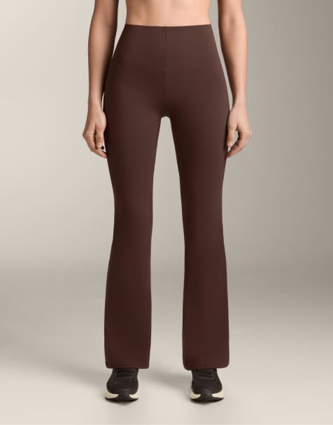 OYSHO Raise up compressive 80cm flare trousers in dark brown - view 1