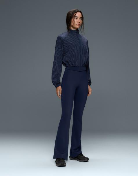OYSHO Raise up compressive 80cm flare trousers in navy - view 1
