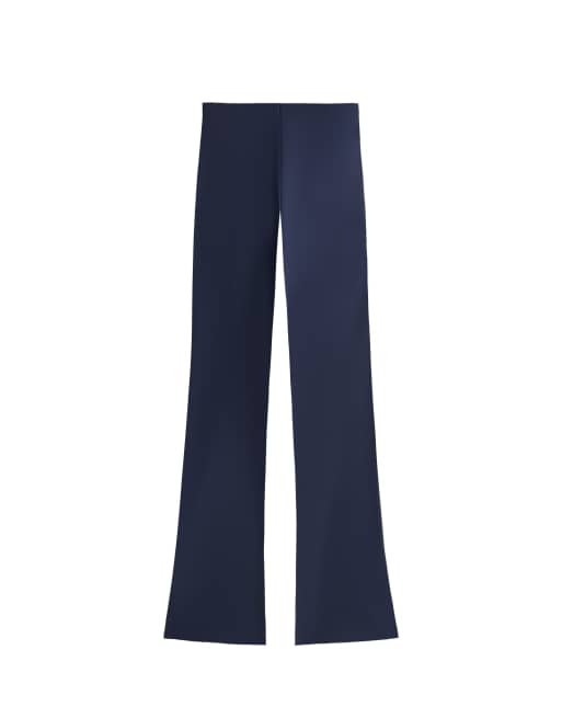 OYSHO Raise up compressive 80cm flare trousers in navy, 6 of 6