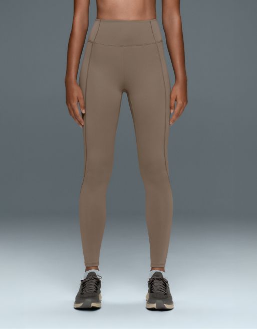 OYSHO Rapid dry high-rise pocket leggings in brown, 3 of 7