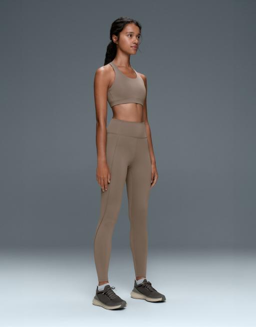 OYSHO Rapid dry high-rise pocket leggings in brown, 5 of 7