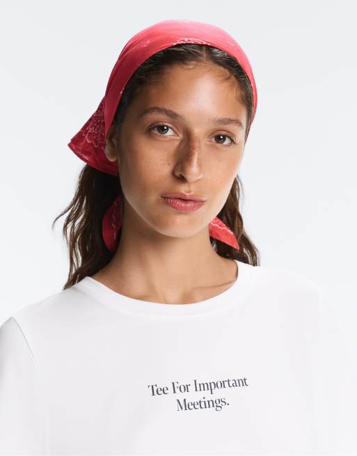 OYSHO - Rød bandana med print i 100% bomuld, 3 af 4