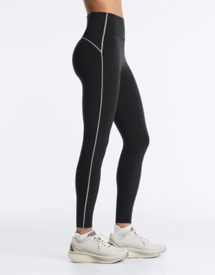OYSHO - Reflective Core Control - Knöchellange Kompressions-Leggings in Schwarz mit hohem Bund