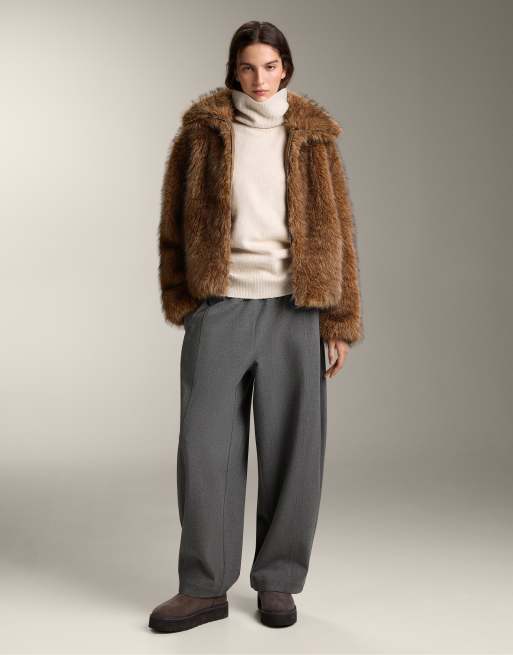 OYSHO Relaxed heavy weight trousers in dark grey