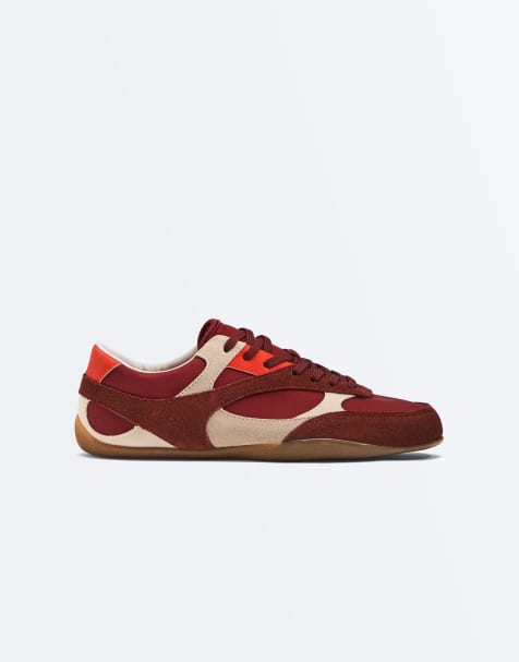 OYSHO Retro-style trainers in burgundy - view 1