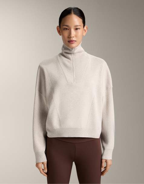 OYSHO Rib knit half-zip jumper in grey - view 1