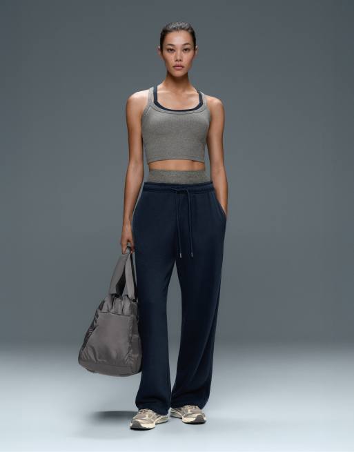 OYSHO Rib marl tank top / top overlay in grey and navy, 3 of 6