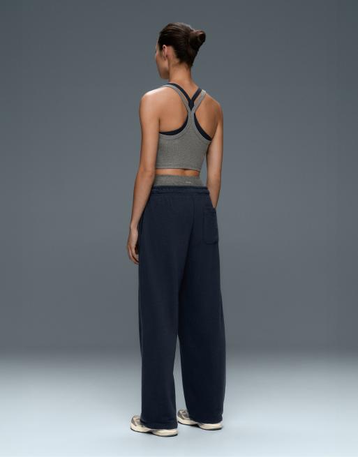 OYSHO Rib marl tank top / top overlay in grey and navy, 4 of 6