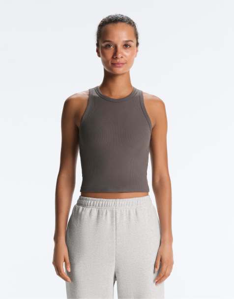 OYSHO Rib modal blend long tank top in coal - view 1