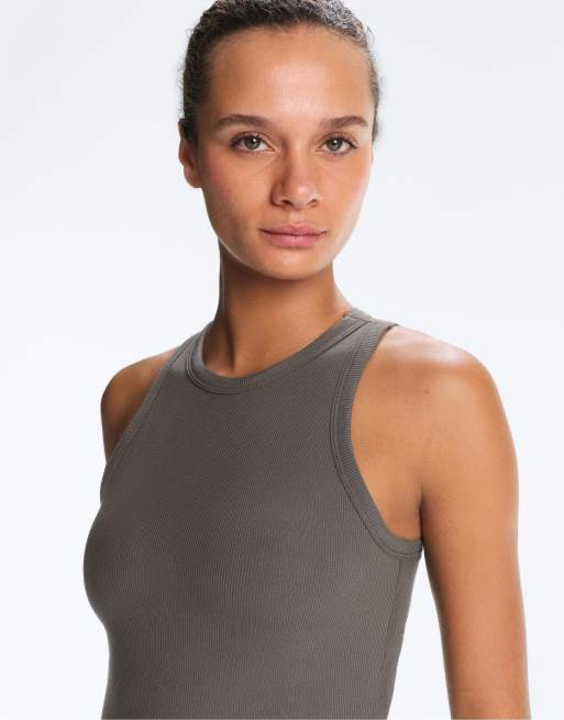 OYSHO Rib modal blend long tank top in coal, 3 of 7