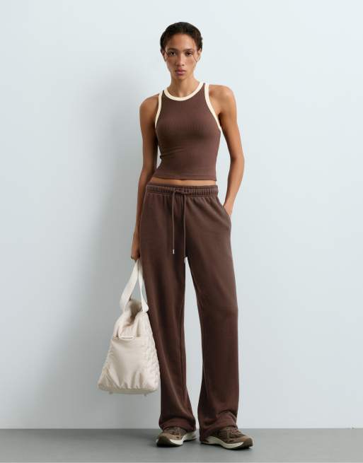 OYSHO Rib modal blend long tank top in cocoa, 2 of 7