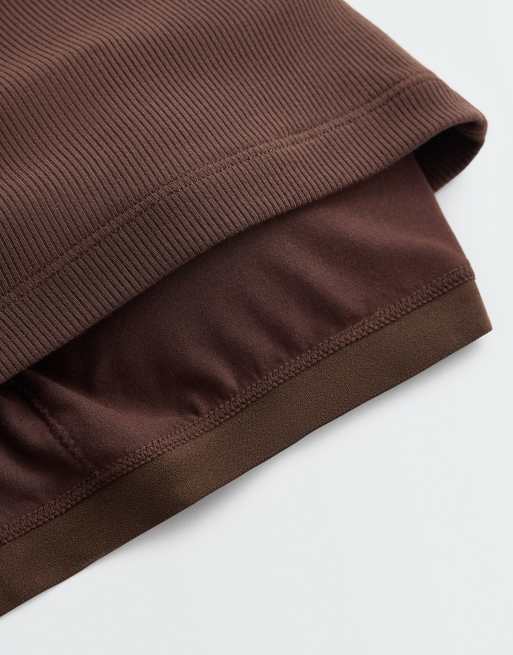 OYSHO Rib modal blend long tank top in cocoa, 6 of 7