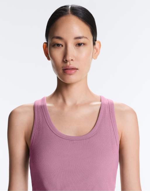 OYSHO Rib modal blend tank top in pink, 2 of 4