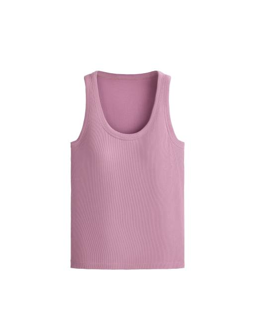 OYSHO Rib modal blend tank top in pink, 4 of 4