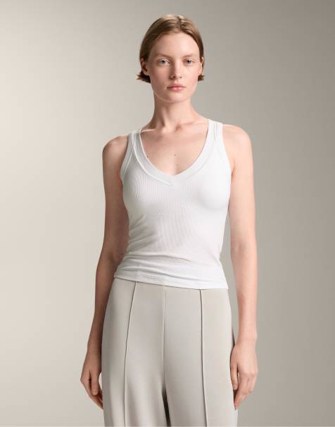 OYSHO Rib modal blend tank top in white - view 1