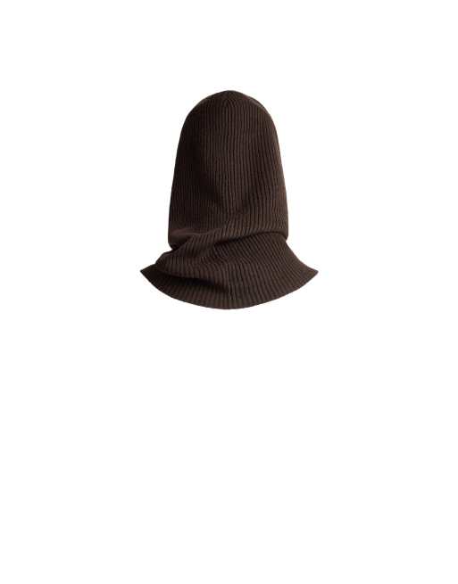 OYSHO ribbad stickad balaklava i brunt, 4 av 4