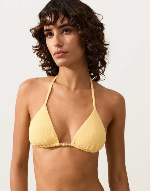 OYSHO – Ljusgul bikini med ribbad textur, 2 av 4