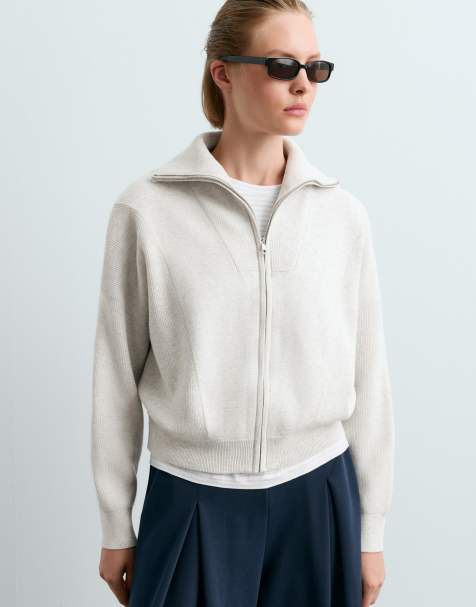 OYSHO Ribbed knit jacket in grey - view 1