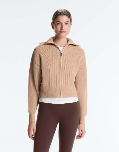 OYSHO Ribbed knit jacket in sand - view 1