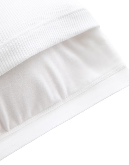 OYSHO ribbed modal blend long tank top in white, 5 of 6