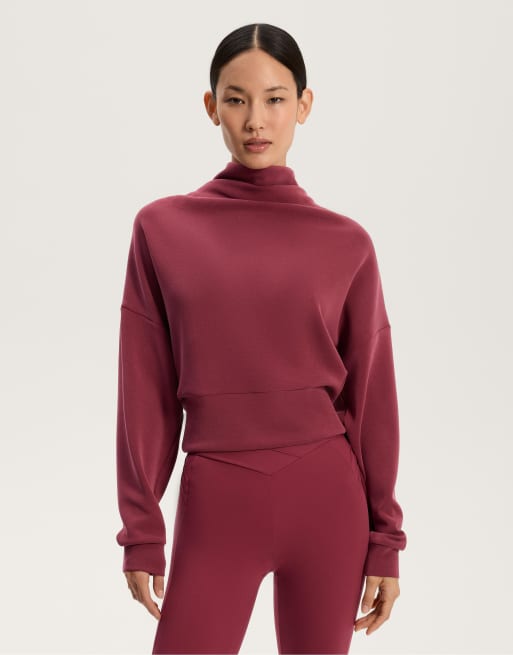 OYSHO Roll neck sweatshirt with soft-touch modal in purple