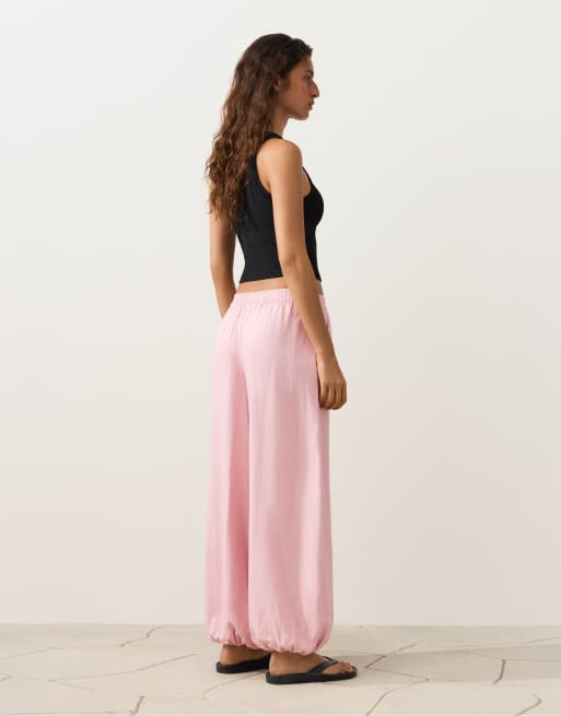 OYSHO – Rosa bloomer-byxor i 100% linne, 4 av 4