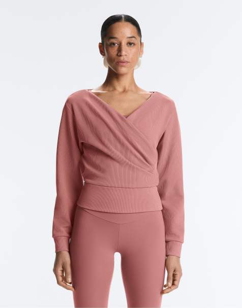 OYSHO - Rosa ribstrikket slå om-sweatshirt i børstet modal - view 1