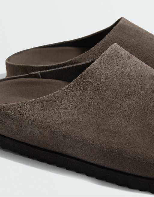OYSHO sabot in camoscio grigio, 4 di 6