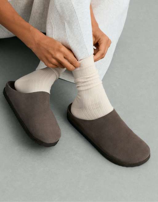 OYSHO sabot in camoscio grigio, 5 di 6