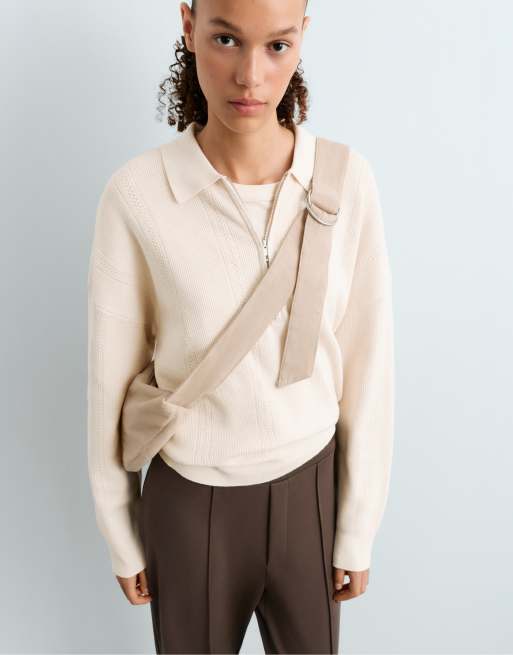 OYSHO sac bandoulière 100 % coton beige clair, 4 de 4
