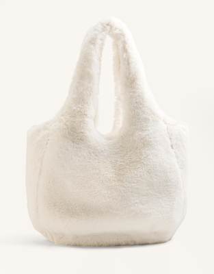 OYSHO - Sac cabas en fausse fourrure - Écru-Neutre