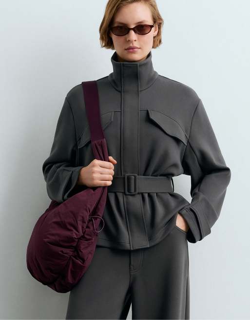 OYSHO sac cabas froncé bordeaux, 2 de 5