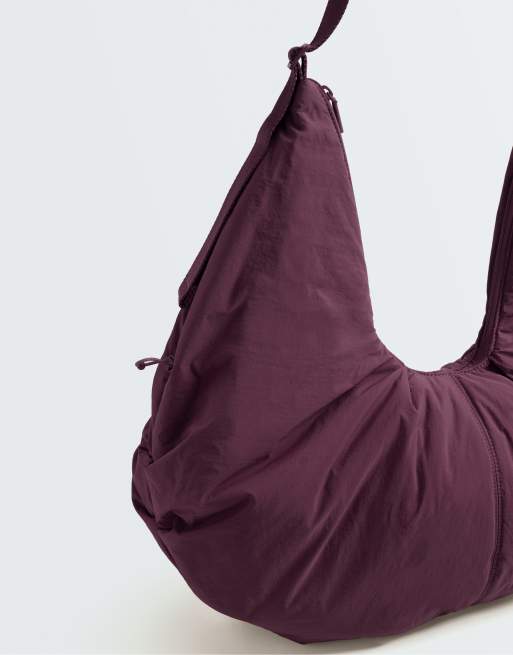 OYSHO sac cabas froncé bordeaux, 5 de 5
